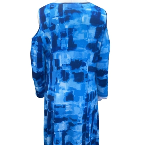Susan Graver Blue Cold Shoulder Midi Dress - Picture 4 of 10